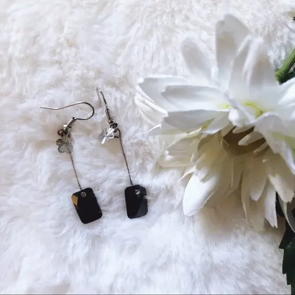 Silver Black Dazzle Earrings - Picture 5 of 10